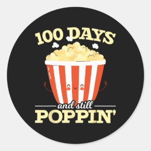 Pegatina Redonda 100 Días Y Todavía Poppin Película De Popcorn 100