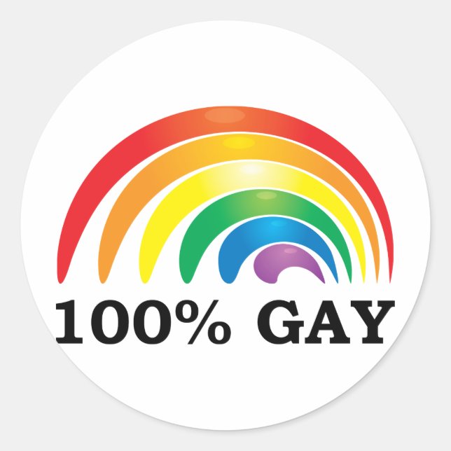Pegatina Redonda 100% gay (Anverso)