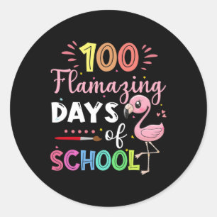 Pegatina Redonda 100 Increíbles Días De Escolaridad Estudiante De F