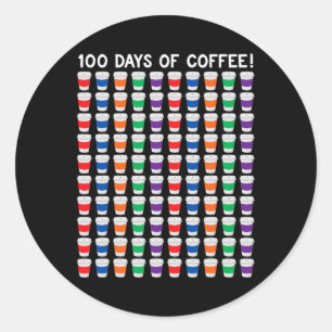 Pegatina Redonda 100 Maestra De Café 100 Día De Diversión Escolar