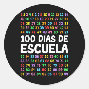 Pegatina Redonda 100 Maestra Española Dias De Escuela
