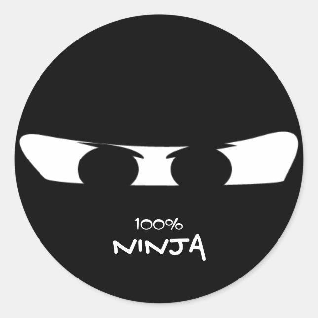 Pegatina Redonda 100% Ninja (Anverso)