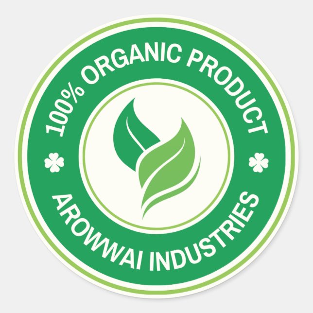 Pegatina Redonda 100% Organic Product Label Sticker (Anverso)