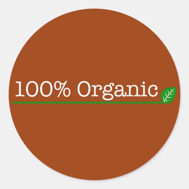 Pegatina Redonda 100% Orgánico - texto blanco (Anverso)