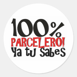 Pegatina Redonda 100% Parcelero, ya sabes