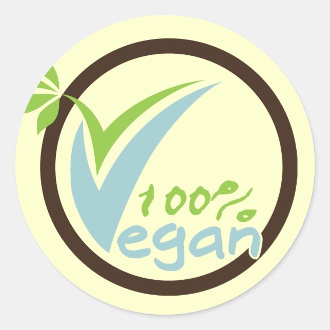 Pegatina Redonda 100% Pegatinas veganos (Anverso)