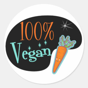 Pegatina Redonda 100 Por Ciento Vegan