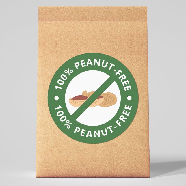 Pegatina Redonda 100% sin cacahuete (100% Peanut-Free Sticker)