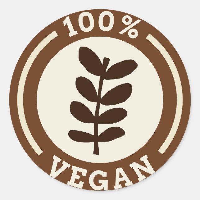 Pegatina Redonda 100% Vegan Ethical Kind Living Sustainable (Anverso)