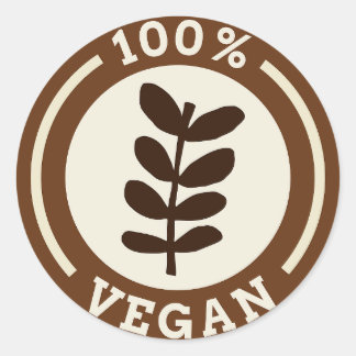 Pegatina Redonda 100% Vegan Ethical Kind Living Sustainable