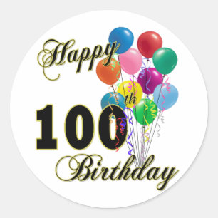 Pegatina Redonda 100os regalos de cumpleaños y ropa felices del