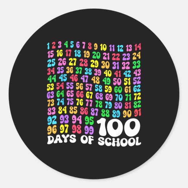 Pegatina Redonda 100th Day Of School Teacher Kids 100 Days Math Num (Anverso)