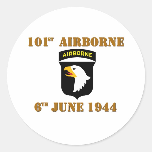 Pegatina Redonda 101st Airborne D-Day Normandy (Anverso)