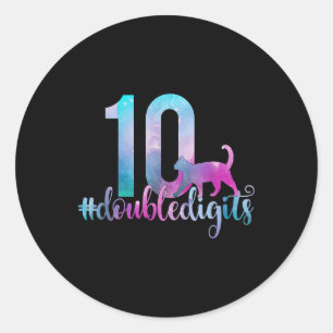 Pegatina Redonda 10.º Chica de cumpleaños Chicas de dos dígitos die