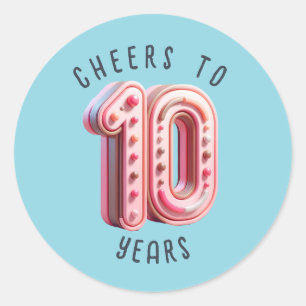 Pegatina Redonda 10.º cumpleaños o aniversario