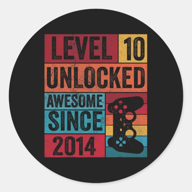 Pegatina Redonda 10.º Desbloqueo Un Juego Retro Para Impresionantes (Anverso)
