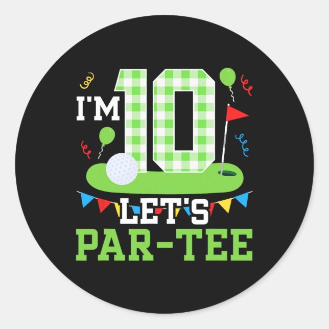 Pegatina Redonda 10.º golfista de cumpleaños 1 (Anverso)
