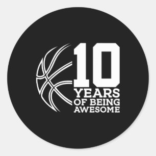 Pegatina Redonda 10 años de ser asombroso Bysketbyll 10 cumpleaños