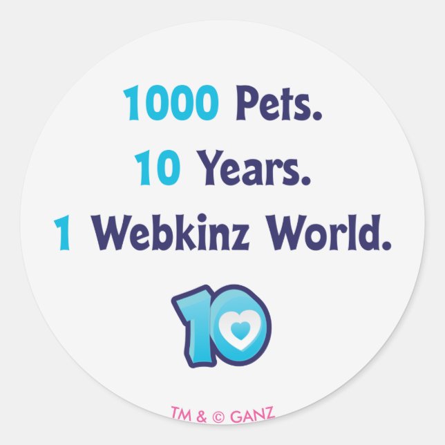 Pegatina Redonda 10 años de Stats de Webkinz (Anverso)