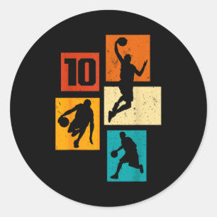 Pegatina Redonda 10 Baloncesto Jugador de 10 años Lau