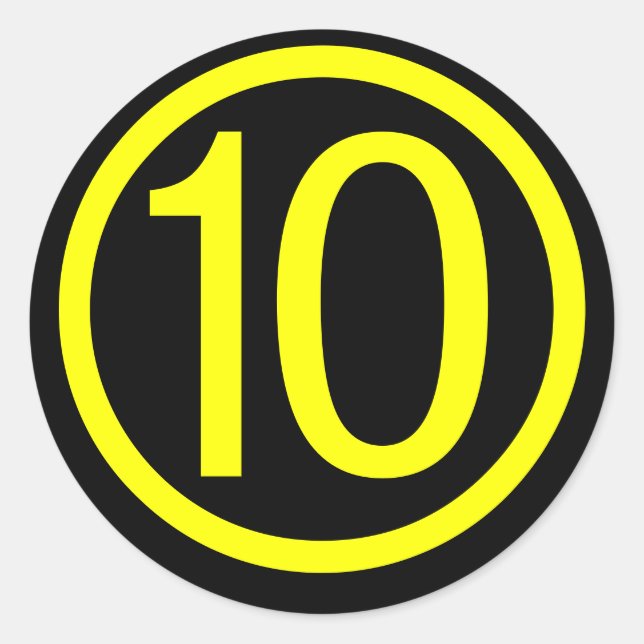 Pegatina Redonda 10 - número diez (Anverso)