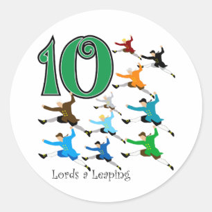 Pegatina Redonda 10 señores Leaping