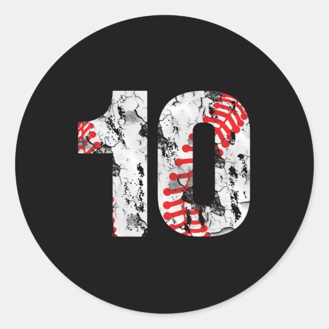 Pegatina Redonda 10 Years Old Gifts Number 10 Baseball 10th Birthda (Anverso)