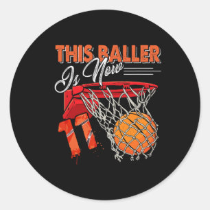 Pegatina Redonda 11.º cumpleaños Bysketbyll Diversión 11 años Gif