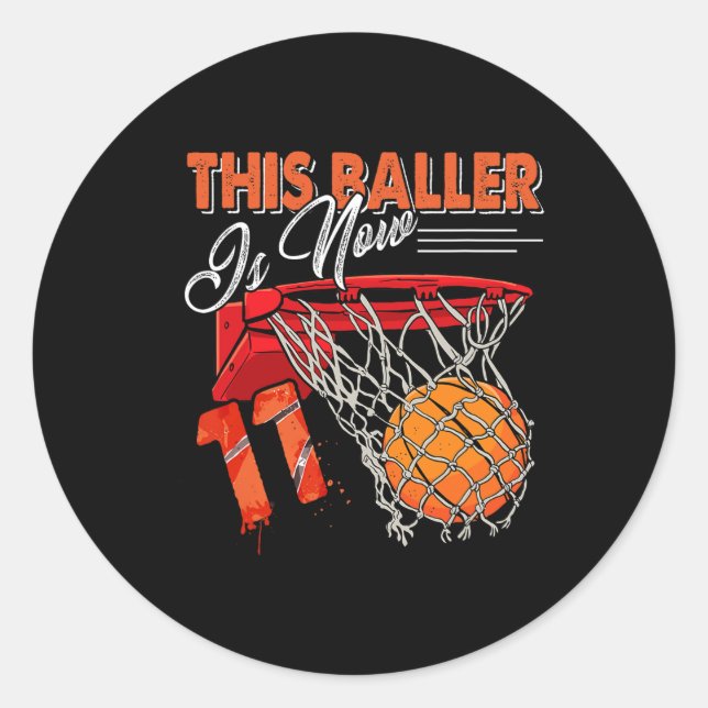 Pegatina Redonda 11.º cumpleaños Bysketbyll Diversión 11 años Gif (Anverso)