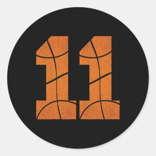 Pegatina Redonda 11.º cumpleaños de niños de baloncesto
