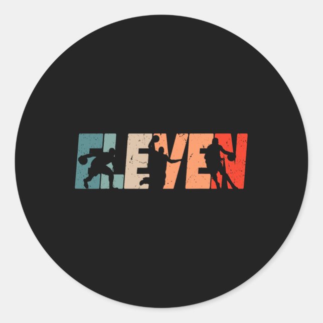 Pegatina Redonda 11.º cumpleaños Retro Basketball Niño Gi de 11 año (Anverso)