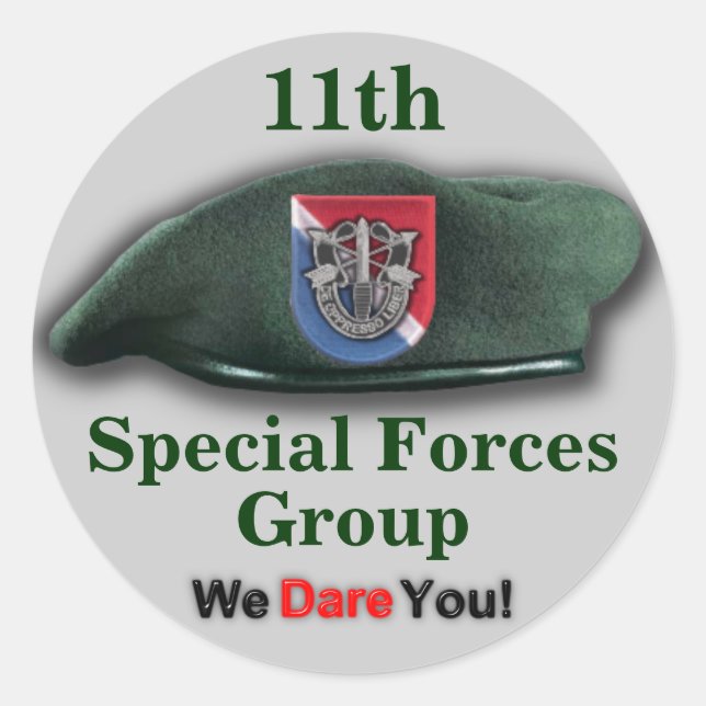 Pegatina Redonda 11.º grupo de fuerzas especiales Green Berets SFG  (Anverso)