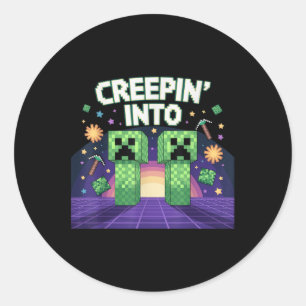 Pegatina Redonda 11.º Jugador de Cumpleaños Pixel Creepin’ En 11 Vi