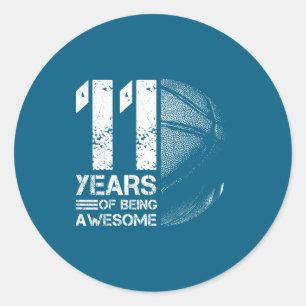 Pegatina Redonda 11 11 años jugador de baloncesto años humor