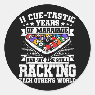 Pegatina Redonda 11 Aniversario Boda Billiards 11 Years M