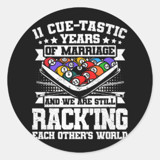 Pegatina Redonda 11 Aniversario Boda Billiards 11 Years M