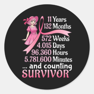 Pegatina Redonda 11 Años 132 Meses Y Recuento De Cáncer De Mama Sur