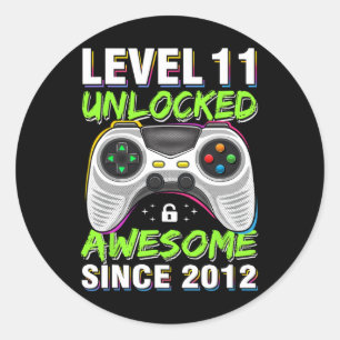 Pegatina Redonda 11 años Bday Son Boy Funny Gamer 11 años Bir