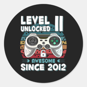 Pegatina Redonda 11 años Bday Son Boy Funny Gamer 11 años Bir