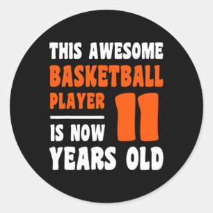 Pegatina Redonda 11 años Feliz 11 aniversario Básquetbol 11º Bi