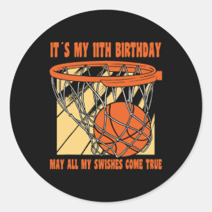 Pegatina Redonda 11 años Feliz 11 aniversario Básquetbol 11º Bi
