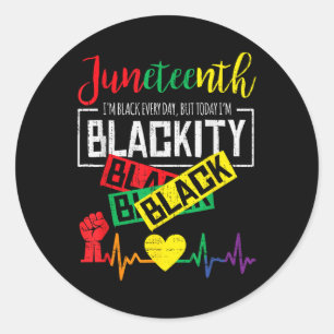Pegatina Redonda 11 de junio Blackity Hearbeat Freedom African June