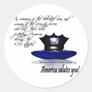 Pegatina Redonda 11 de septiembre el centro de comercio mundial