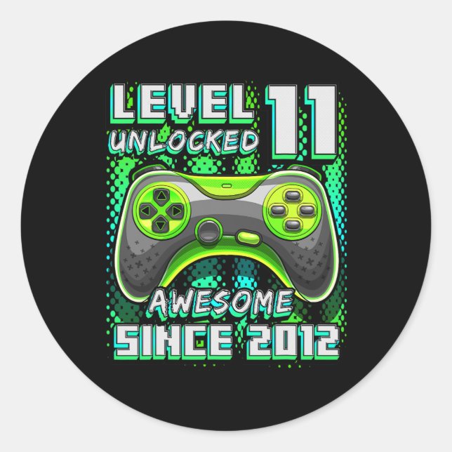 Pegatina Redonda 11 Impresionante videojuego 2012 desbloqueado 11º  (Anverso)