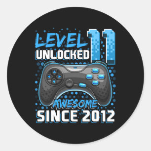 Pegatina Redonda 11 Impresionante videojuego 2012 desbloqueado 11º 