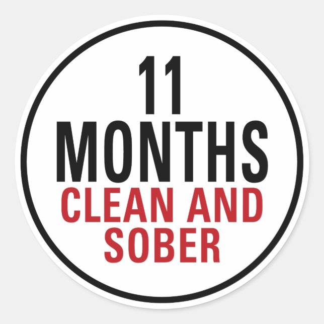 Pegatina Redonda 11 meses limpios y sobrios (Anverso)