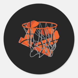 Pegatina Redonda 12.º cumpleaños de niños de baloncesto