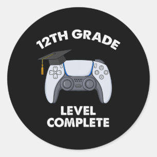 Pegatina Redonda 12.º Grado Graduación Completa Jugadores Sc