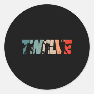 Pegatina Redonda 12.º Nacimiento Retro Baloncesto Niño Gi de 12 año