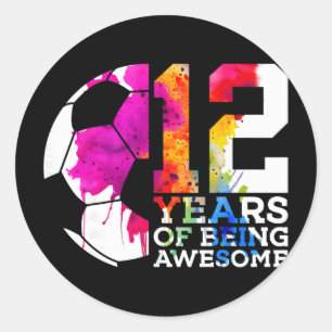 Pegatina Redonda 12 Años De Ser Increíble Fútbol Cumpleaños 12
